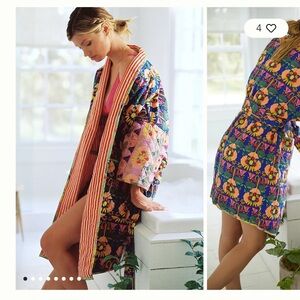 Anthropologie x Mary O’Malley Striped & Floral Reversible Robe